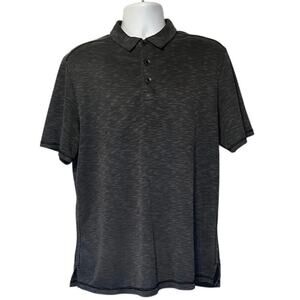 Tommy Bahama Paradiso Cove Striped Short Sleeve Polo Heathered Black Men’s Large